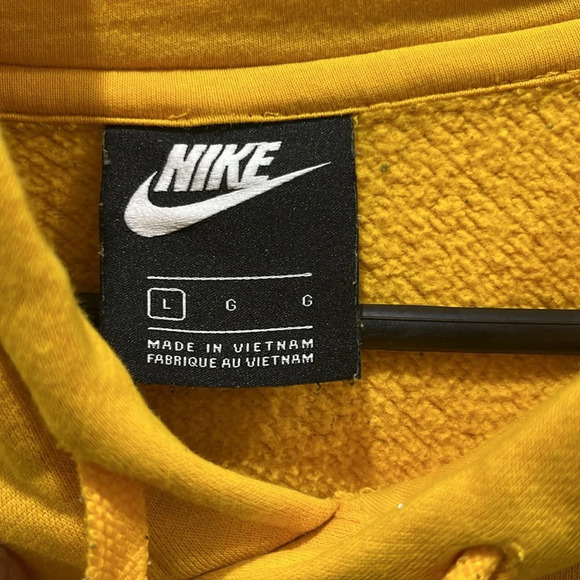 Nike Men’s Pinwheel Swoosh Hooded Yellow Sweatshirt Sz L - Picture 4 of 6